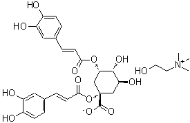 CAS 登录号：100018-95-9， (1S,3S,4R,5S)-1,3-二[[(E)-3-(3,4-二羟基苯基)丙-2-烯酰基]氧基]-4,5-二羟基-环己烷-1-羧酸酯;2-羟基乙基-三甲基-铵