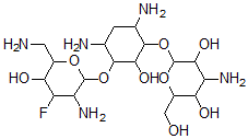 CAS#: 100343-10-0, 4-Amino-2-[4,6-Diamino-3-[3-Amino-6-(Aminomethyl)-4-Fluoro-5-Hydroxyoxan-2-Yl]Oxy-2-Hydroxycyclohexyl]Oxy-6-(Hydroxymethyl)Oxane-3,5-Diol