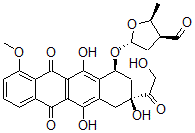 CAS 登录号：100349-06-2， (2S,3S,5S)-2-甲基-5-[[(1S,3S)-3,5,12-三羟基-3-(2-羟基乙酰基)-10-甲氧基-6,11-二氧代-2,4-二氢-1H-并四苯-1-基]氧基]四氢呋喃-3-甲醛