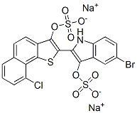 CAS 登录号：10134-35-7， 5-溴-2-[9-氯-3-(磺酸基氧基)萘并[1,2-b]噻吩-2-基]-1H-吲哚-3-基硫酸酯二钠盐