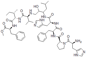 CAS#: 101559-44-8, N-(N-(N-(3-((N-(N-(1-L-histidyl-L-prolyl)-L-phenylalanyl)-L-histidyl)amino)-2-hydroxy-5-methylhexyl)-L-valyl)-L-isoleucyl)-L-Phenylalanine methyl ester