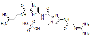 CAS#: 101772-43-4, 4-((((Aminoiminomethyl)amino)acetyl)amino)-N-(2-(((3-amino-3-iminopropyl)amino)carbonyl)-1-methyl-1H-imidazol-4-yl)-1-methyl-1H-imidazole-2-carboxamide sulfate