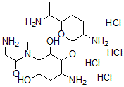 CAS 登录号：102735-33-1， 2-氨基-N-[4-氨基-3-[3-氨基-6-(1-氨基乙基)四氢吡喃-2-基]氧基-2,6-二羟基环己基]-N-甲基乙酰胺四盐酸盐