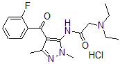 CAS 登录号：103068-82-2， 2-二乙基氨基-N-[4-(2-氟苯甲酰)-2,5-二甲基吡唑-3-基]乙酰胺盐酸盐