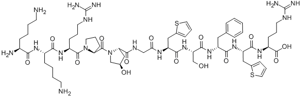CAS#: 103412-40-4, L-Lysyl-L-Lysyl-L-Arginyl-L-Prolyl-(4R)-4-Hydroxy-L-Prolylglycyl-3-(2-Thienyl)-L-Alanyl-L-Seryl-D-Phenylalanyl-3-(2-Thienyl)-L-Alanyl-L-Arginine