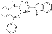 CAS 登录号：103420-77-5， N-[(3S)-1-甲基-2-氧代-5-苯基-3H-1,4-苯并二氮杂卓-3-基]-1H-吲哚-2-甲酰胺