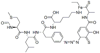 CAS 登录号：104234-99-3， N-甲酰基-蛋氨酰亮氨酰-苯丙氨酰-N(epsilon)-(2-(4-叠氮基水杨酰胺基)乙基-1,3'-二硫代丙酰基)赖氨酸