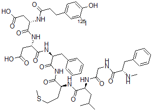 CAS#: 104499-96-9, N-Methyl-L-phenylalanylglycyl-L-leucyl-N-{(2S)-2-[(N-{3-[4-hydroxy-3-(125I)iodophenyl]propanoyl}-L-alpha-aspartyl-L-alpha-aspartyl)amino]-3-phenylpropanoyl}-L-methioninamide