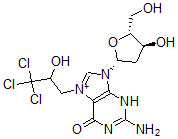 CAS#: 104783-28-0, 2-Amino-9-[(2R,4S,5R)-4-Hydroxy-5-(Hydroxymethyl)Oxolan-2-Yl]-7-(3,3,3-Trichloro-2-Hydroxypropyl)-3H-Purin-9-Ium-6-One