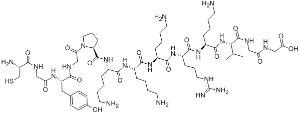 CAS#: 104914-40-1, L-Cysteinylglycyl-L-Tyrosylglycyl-L-Prolyl-L-Lysyl-L-Lysyl-L-Lysyl-L-Arginyl-L-Lysyl-L-Valylglycyl-Glycine