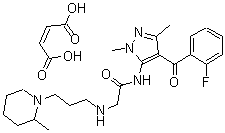CAS 登录号：105284-38-6， N-(4-(2-氟苯甲酰)-1,3-二甲基-1H-吡唑-5-基)-2-((3-(2-甲基-哌啶-1-基)丙基)氨基)-乙酰胺 (Z)-2-丁烯二酸盐(1:1)