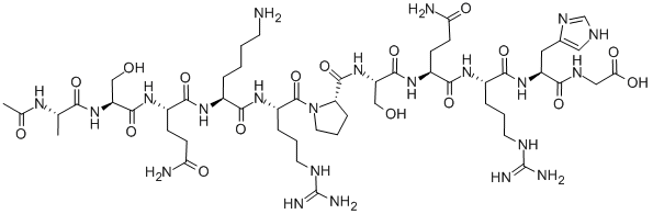 CAS#: 106128-98-7, N-Acetyl-L-Alanyl-L-Seryl-L-Glutaminyl-L-Lysyl-L-Arginyl-L-Prolyl-L-Seryl-L-Glutaminyl-L-Arginyl-L-Histidyl-Glycine