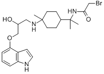 CAS 登录号：106469-51-6， 2-溴-N-[2-[4-[[2-羟基-3-(1H-吲哚-4-基氧基)丙基]氨基]-4-甲基环己基]丙-2-基]乙酰胺