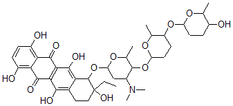 CAS#: 107826-17-5, 10-[4-Dimethylamino-5-[5-(5-Hydroxy-6-Methyloxan-2-Yl)Oxy-6-Methyloxan-2-Yl]Oxy-6-Methyloxan-2-Yl]Oxy-9-Ethyl-1,4,6,9,11-Pentahydroxy-8,10-Dihydro-7H-Tetracene-5,12-Dione