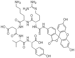 CAS#: 107865-24-7, N-[N-[N-[N2-[N2-[[(3',6'-Dihydroxy-3-Oxospiro[Isobenzofuran-1(3H),9'-[9H]Xanthen]-5-Yl)Amino]Thioxomethyl]-L-Arginyl]-L-Lysyl]-L-alpha-Aspartyl]-L-Valyl]-L-Tyrosine