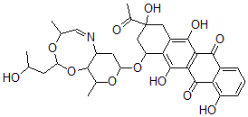 CAS 登录号：108147-17-7， 9-乙酰基-4,6,9,11-四羟基-7-[[2-(2-羟基丙基)-4,10-二甲基-4,6A,7,8,10,10alpha-六氢吡喃并[5,4-d][1,3,6]二氧氮杂环辛烷-8-基]氧基]-8,10-二氢-7H-并四苯-5,12-二酮