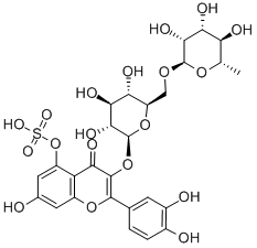 CAS#: 108916-86-5, Sodium 2-(3,4-Dihydroxyphenyl)-4-Oxo-7-Sulfooxy-3-[(2S,3R,4S,5S,6R)-3,4,5-Trihydroxy-6-[[(2R,3R,4R,5R,6S)-3,4,5-Trihydroxy-6-Methyloxan-2-Yl]Oxymethyl]Oxan-2-Yl]Oxychromen-5-Olate
