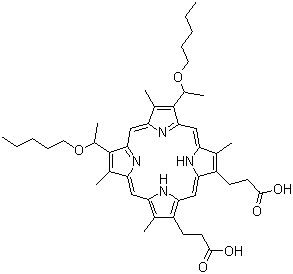 CAS#: 109351-24-8, 3,7,12,17-Tetramethyl-8,13-Bis(1-(Pentyloxy)Ethyl)-21H,23H-Porphine-2,18-Dipropanoic Acid