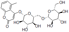 CAS 登录号：109974-32-5， 5-甲基-4-[(2S,3R,4S,5S,6R)-3,4,5-三羟基-6-[[(2R,3R,4S,5S,6R)-3,4,5-三羟基-6-(羟基甲基)四氢吡喃-2-基]氧基甲基]四氢吡喃-2-基]氧基苯并吡喃-2-酮