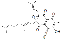 CAS 登录号：110200-31-2， 3-偶氮基-1a-[(2E)-3,7-二甲基辛-2,6-二烯基]-4-羟基-2,7-二氧代-5-甲基-7a-(3-甲基丁-2-烯基)萘并[6,7-b]环氧乙烯-6-醇