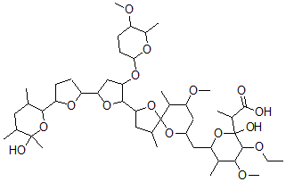 CAS#: 110368-36-0, 2-[3-Ethoxy-2-Hydroxy-6-[[2-[5-[5-(6-Hydroxy-3,5,6-Trimethyloxan-2-Yl)Oxolan-2-Yl]-3-(5-Methoxy-6-Methyloxan-2-Yl)Oxyoxolan-2-Yl]-9-Methoxy-4,10-Dimethyl-1,6-Dioxaspiro[4.5]Decan-7-Yl]Methyl]-4-Methoxy-5-Methyloxan-2-Yl]Propanoic Acid