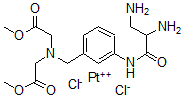 CAS 登录号：110947-38-1， 二氯-(4-亚甲基亚胺二乙酸二甲酯)苯基-(2',3'-二氨基丙酰胺)铂(II)