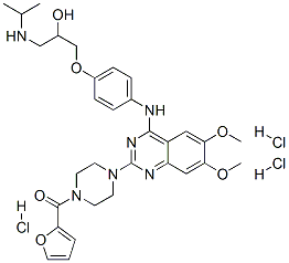 CAS 登录号：111218-85-0， 呋喃-2-基-[4-[4-[[4-[2-羟基-3-(丙-2-基氨基)丙氧基]苯基]氨基]-6,7-二甲氧基喹唑啉-2-基]哌嗪-1-基]甲酮三盐酸盐