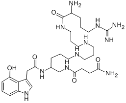 CAS#: 111944-83-3, (2S)-N-[5-[3-[3-[[(2S)-2-Amino-5-(Diaminomethylideneamino)Pentanoyl]Amino]Propylamino]Propylamino]Pentyl]-2-[[2-(4-Hydroxy-1H-Indol-3-Yl)Acetyl]Amino]Butanediamide