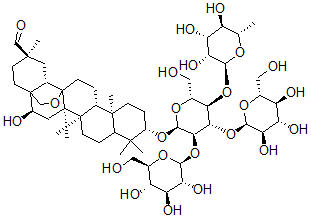 CAS#: 112468-35-6, (3beta,16alpha,20beta)-3-((O-6-Deoxy-alpha-L-Mannopyranosyl-(1-2)-O-beta-D-Glucopyranosyl-(1-2)-O-(beta-D-Glucopyranosyl-(1-3))-beta-D-Glucopyranosyl)Oxy)-13,28-Epoxy-16-Hydroxyoleanan-29-Al