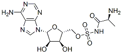 CAS 登录号：112921-04-7， [(2R,3S,4R,5R)-5-(6-氨基嘌呤-9-基)-3,4-二羟基四氢呋喃-2-基]甲基N-[(2S)-2-氨基丙烷酰基]氨基磺酸