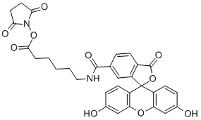 CAS#: 114616-31-8, N-[6-[(2,5-Dioxo-1-Pyrrolidinyl)Oxy]-6-Oxohexyl]-3',6'-Dihydroxy-3-Oxo-Spiro[Isobenzofuran-1(3H),9'-[9H]Xanthene]-alphaR-Carboxamide
