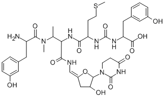 CAS#: 114797-05-6, 2-[[1-[[3-[[2-Amino-3-(3-Hydroxyphenyl)Propanoyl]-Methylamino]-1-[[(E)-[5-(2,4-Dioxo-1,3-Diazinan-1-Yl)-4-Hydroxyoxolan-2-Ylidene]Methyl]Amino]-1-Oxobutan-2-Yl]Amino]-4-Methylsulfanyl-1-Oxobutan-2-Yl]Carbamoylamino]-3-(3-Hydroxyphenyl)Propanoic Acid