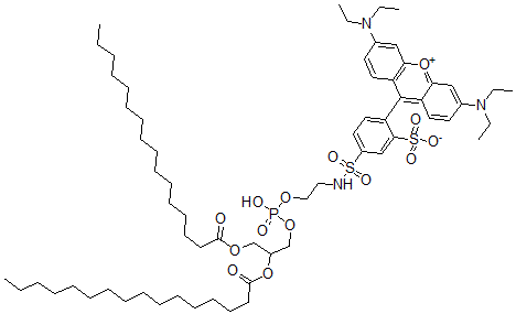 CAS#: 115044-45-6, 5-[2-[2,3-Bis(1-oxohexadecoxy)propoxy-hydroxyphosphoryl]oxyethylsulfamoyl]-2-(3-diethylamino-6-diethylazaniumylidene-9-xanthenyl)benzenesulfonate