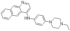 CAS 登录号：115618-99-0， N-[4-(4-乙基哌嗪-1-基)苯基]苯并[g]喹啉-4-胺