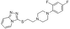 CAS 登录号：115762-17-9， 3-[2-[4-(2,4-二氟苯基)哌嗪-1-基]乙硫基]-[1,2,4]三唑并[4,5-a]吡啶
