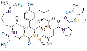 CAS 登录号：116370-31-1， 1-肌氨酰基-3-氮杂缬氨酰-8-异亮氨酸血管紧张素II