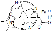 CAS#: 117828-53-2, (Sp-4-2-)-(7,8-Dihydro-3,7,8,8,12,13,17-Heptamethyl-21H,23H-Porphine-2,18-Dipropanoato(4-)-N21,N22,N23,N24)-Ferrate(1-) Hydrogen