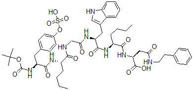 CAS#: 117829-60-4, N2-(N-(N-(N-(N-(N-((1,1-dimethylethoxy)carbonyl)-O-sulfo-L-tyrosyl)-L-norleucyl)glycyl)-L-tryptophyl)-L-norleucyl)-N-(2-phenylethyl)-L-alpha-Asparagine