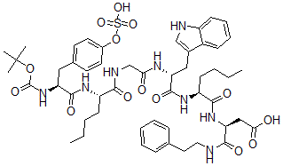 CAS#: 120775-49-7, tert-Butoxycarbonyl-sulfo-tyrosyl-norleucyl-glycyl-tryptophyl-norleucyl-aspartic acid phenethylamide