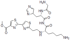 CAS#: 121034-90-0, Methyl 2-[2-[2-[[(2S)-6-Amino-1-[[(2S)-2-[(2-Aminoacetyl)Amino]-3-(4H-Imidazol-4-Yl)Propanoyl]Amino]-1-Oxohexan-2-Yl]Amino]Ethyl]-1,3-Thiazol-4-Yl]-1,3-Thiazole-4-Carboxylate