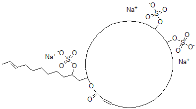 CAS 登录号：121313-79-9， 16,18-二(磺基氧基)-30-[2-(磺基氧基)-9-十一碳烯基]-氧杂环三十碳-3-烯-2-酮三钠盐