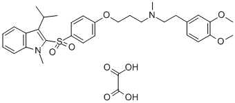 CAS#: 121346-32-5, 3,4-Dimethoxy-N-Methyl-N-[3-[4-[[1-Methyl-3-(1-Methylethyl)-1H-Indol-2-Yl]Sulfonyl]Phenoxy]Propyl]-Benzeneethanamine