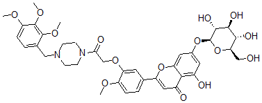 CAS#: 123580-53-0, 5-Hydroxy-2-[4-Methoxy-3-[2-Oxo-2-[4-[(2,3,4-Trimethoxyphenyl)Methyl]Piperazin-1-Yl]Ethoxy]Phenyl]-7-[(2S,3R,4S,5S,6R)-3,4,5-Trihydroxy-6-(Hydroxymethyl)Oxan-2-Yl]Oxychromen-4-One