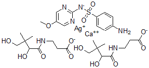 CAS#: 123774-77-6, (R)-N-(2,4-dihydroxy-3,3-dimethyl-1-oxobutyl)-beta-Alanine calcium salt (2:1) mixt. with 4-amino-N-(5-methoxy-2-pyrimidinyl)benzenesulfonamide monosilver salt