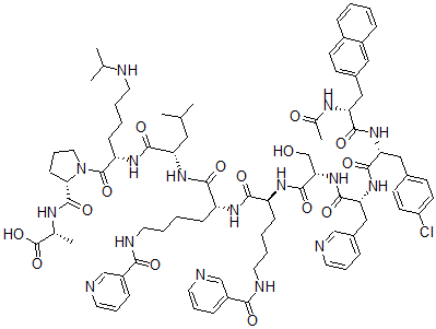 CAS#: 124361-52-0, 1-(N-Ac-2-Naphthyl)-Ala-2-(4-Chloro)-Phe-3-Pyridyl-Ala-5,6-Nicotinyl-Lys-8-Isopropyl-Lys-10-Alanh2-Lhrh