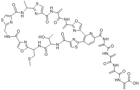 CAS#: 124883-37-0, 58-(1-Carboxyethenyl)-28-Deethylidene-14-De(2-Hydroxypropylidene)-21-Demethoxy-17,31-Didemethyl-28-Methyl-14-((Methylthio)Methyl)-30-Thia-Sulfomycin I