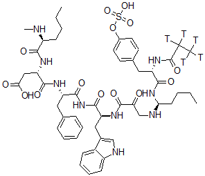 CAS#: 125236-85-3, [S-(R*,R*)]-3-oxo-N-[1-[[1-oxo-2-[(1-oxopropyl-2,2,3,3,3-t5)amino]-3-[4-(sulfooxy)phenyl]propyl]amino]pentyl]-b-alanyl-L-tryptophyl-N-methyl-L-norleucyl-L-a-aspartyl-L-Phenylalaninamide