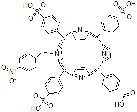CAS 登录号：125295-40-1， N-4-硝基苄基-5-(4-羧基苯基)-10,15,20-三(4-磺基苯基)卟吩