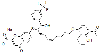 CAS#: 125617-94-9, Sodium 7-[(1R,2S,3E,5Z)-10-(4-Acetyl-3-Hydroxy-2-Propylphenoxy)-1-Hydroxy-1-[3-(Trifluoromethyl)Phenyl]Deca-3,5-Dien-2-Yl]Sulfanyl-4-Oxochromene-2-Carboxylate