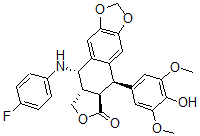 CAS#: 125830-36-6, (5S,5aS,8aR,9R)-5-[(4-Fluorophenyl)Amino]-9-(4-Hydroxy-3,5-Dimethoxy-Phenyl)-5a,6,8a,9-Tetrahydro-5H-Isobenzofurano[5,6-f][1,3]Benzodioxol-8-One